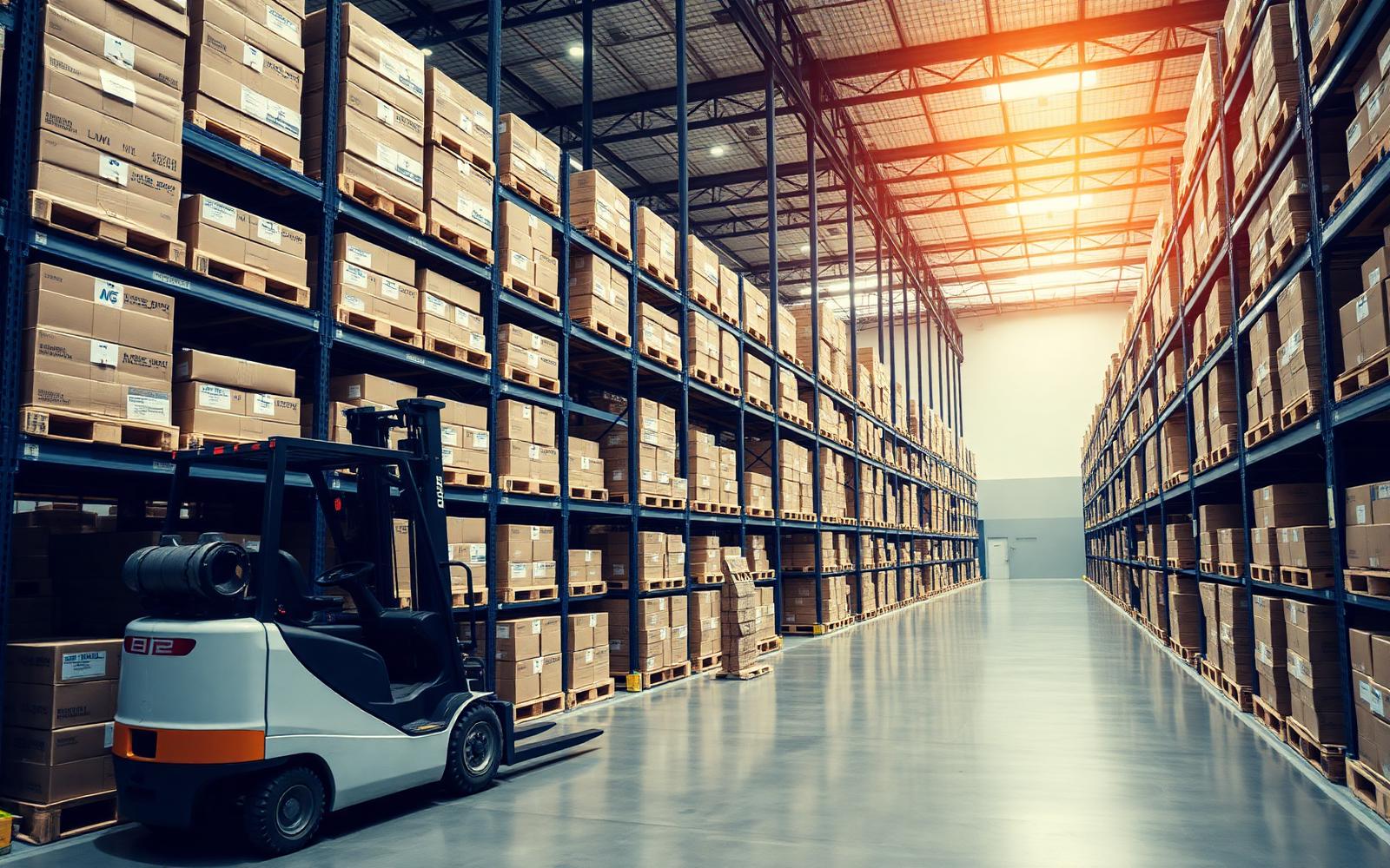 Wholesale distribution warehouse with palletized inventory